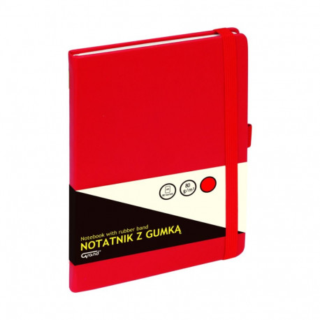 Notebook GRAND with rubber A5 /80 red square