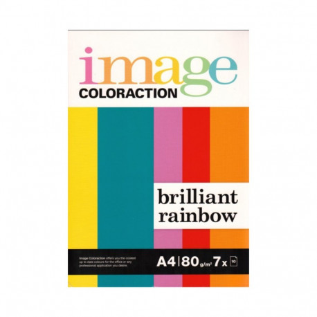 Värviline paber A4 80g IMAGE Coloraction kirkad toonid 7 värvi pakis 70 lehte