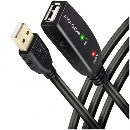 Axagon ADR-215 Active extension USB 2.0 A-M > A-F cable, 15 m long. Power supply option.
