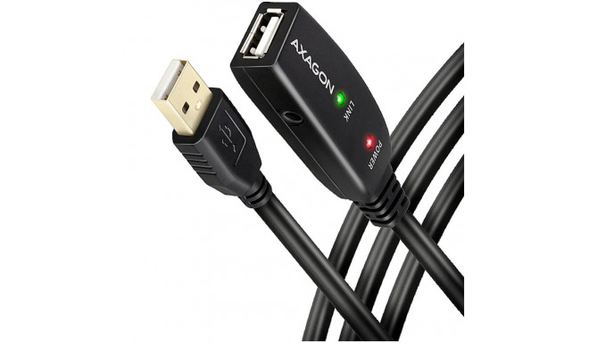 Axagon ADR-215 Active extension USB 2.0 A-M > A-F cable, 15 m long. Power supply option.