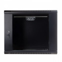 Wall mount cabinet 19 9U 501/600/450mm, glass door, black (RAL 9004)