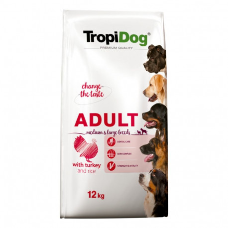 TropiDog Premium Turkey with Rice dog food 12kg