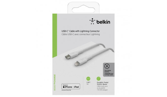 Belkin BOOST CHARGE™ Lightning - USB-C kaabel punutud, 1m, valge