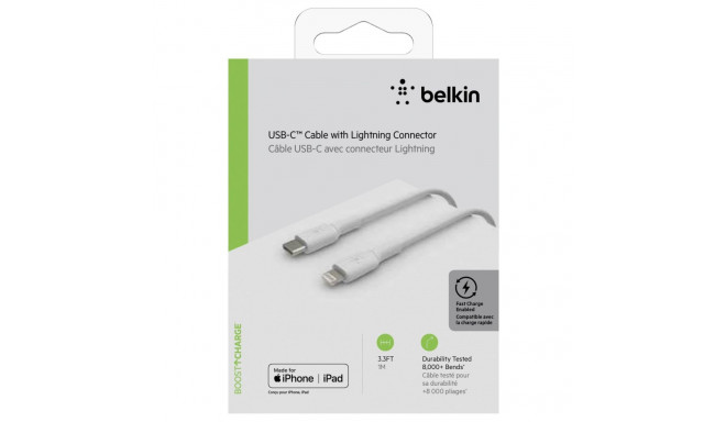Belkin BOOST CHARGE™ Lightning - USB-C kaapeli, 1m, valkoinen