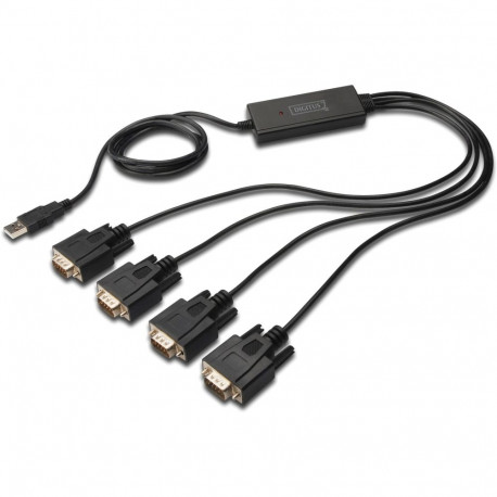 USB 2.0 adapterkaabel USB-A pistik > 4x RS232 pistikut 1,5Meter, must