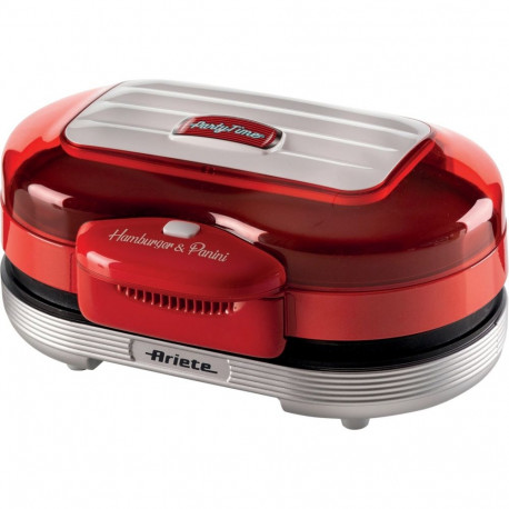 Ariete Hamburger Grill Party Time, Electric Grill Plate (Red/White, 1,200 Watt, 50's Style)