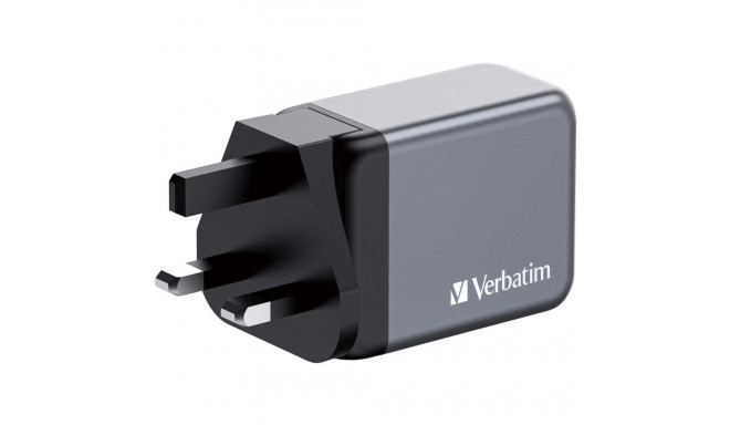 Verbatim GaN charger 65W, 1x USB-A, 2x USB-C (grey, PD 3.0, QC 3.0)