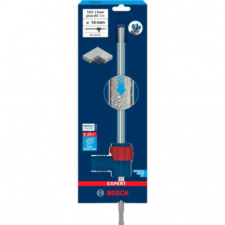 EXPERT löökpuuriterade SDS Clean plus-8X komplekt, Ø 14mm (töö pikkus 200mm, tolmueemalduspuur koos 