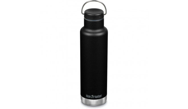 Klean Kanteen drinking bottle Classic VI vacuum insulated, 592ml (black (matt), with black loop cap)