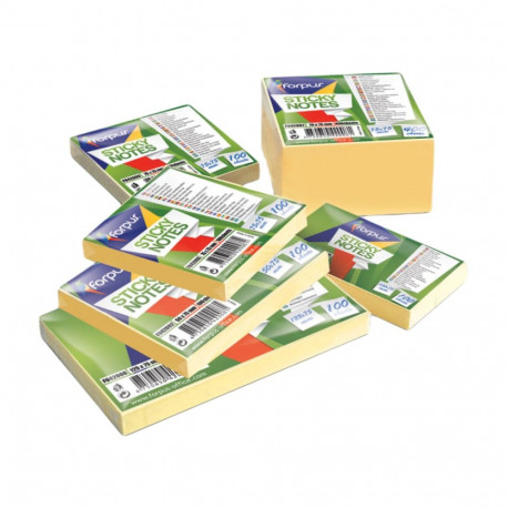 Märkmekuup 76x76mm FORPUS Sticky Notes kollane 400 lehte