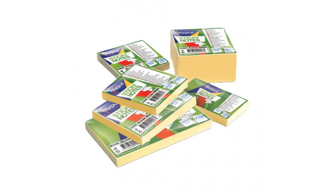 Märkmekuup 75x75mm FORPUS Sticky Notes kollane 400 lehte