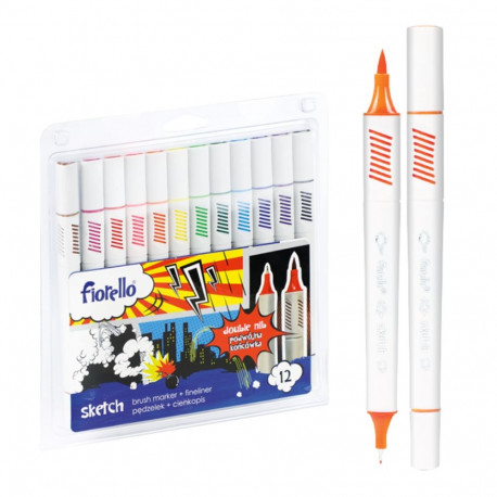 Marker + fineliner SKETCH Fiorello GR-F726-12 12 col.