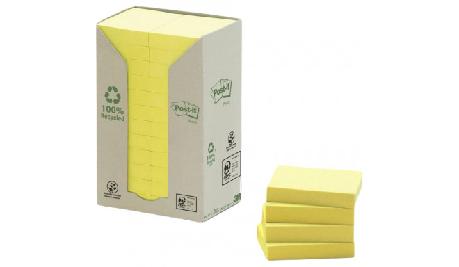 Бумага для заметок 76x127мм POST-IT Recycled 655 желтая 6x100 листов