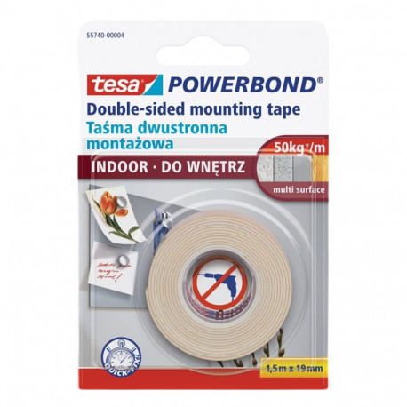 Kleeplint vahtteip kahepoolne 19mm x 5m tugev sisetingimustes TESA