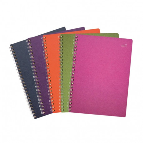 COLORED SPIRAL NOTEBOOK A5, 75 pastel colored sheets (5 colors x15), squared, with long spiral (meta