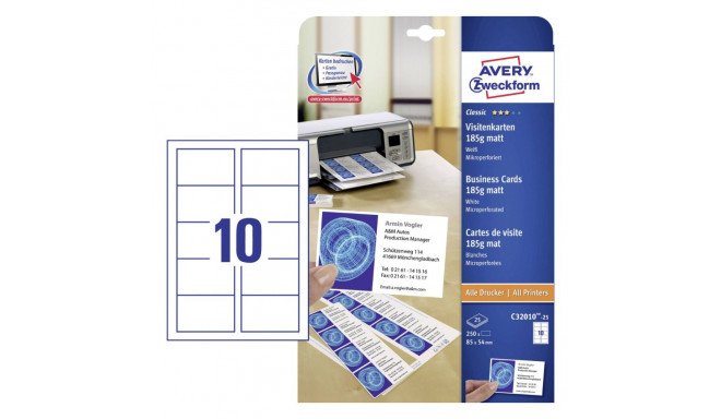 Business card base material ZW C32010 white 25 sheets