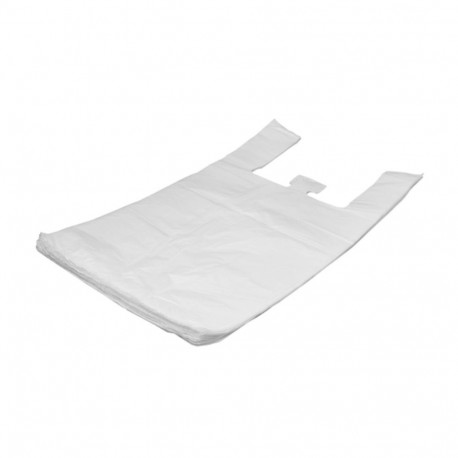 Plastic bag with shirt handles 45+25x75cm white 100 pcs