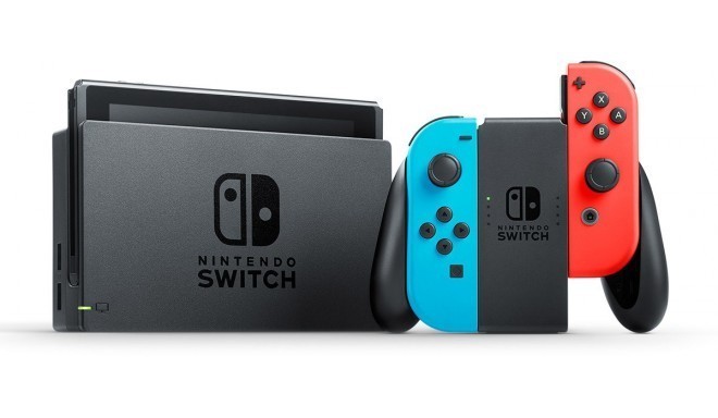 Nintendo Switch, red/blue + Splatoon 2