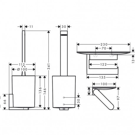 Hansgrohe WallStoris 27969670 must matt tualetiharja ja tualettpaberihoidja komplekt