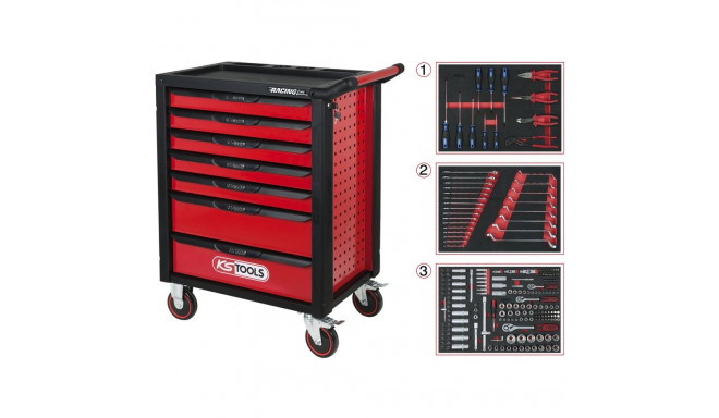 215-piece tool trolley KS TOOLS RACINGline, 7 drawers