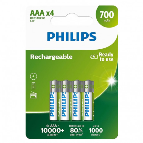 Battery - Philips HR03 AAA 700mAh Rechargeable Batteries 4 pcs