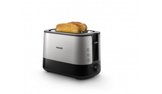 Philips Viva Collection Toaster HD2637/90 Extra wide 2 slots toaster Built in bun warmer Black