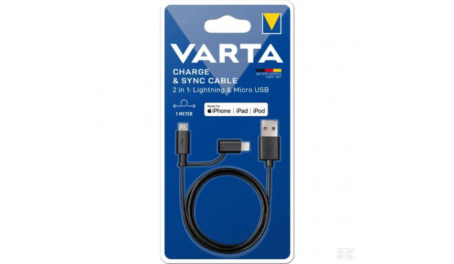 Varta Charge & sync cable 2in1: Lightning & Micro USB 57943 cable