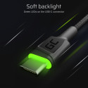 "Green Cell USB-C > USB 3.0 (ST-ST) 2m Ladekabel LED Schwarz"