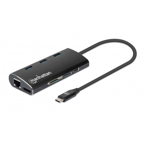 Manhattan superspeed USB-C-hub, 6-portiline, kaardilugejad