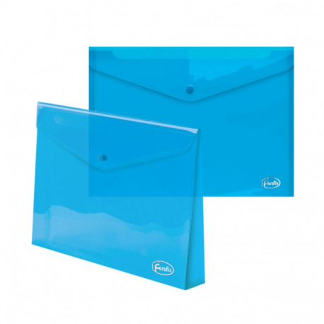 Plastic envelope with punch and bellows C4 FOROFIS for 150 sheets transparent blue