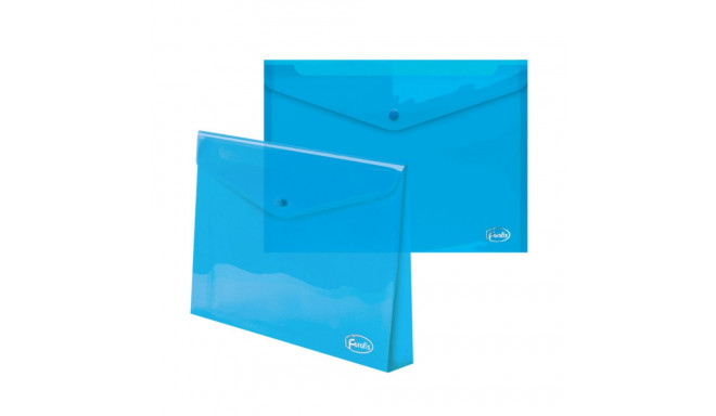 Plastic envelope with punch and bellows C4 FOROFIS for 150 sheets transparent blue