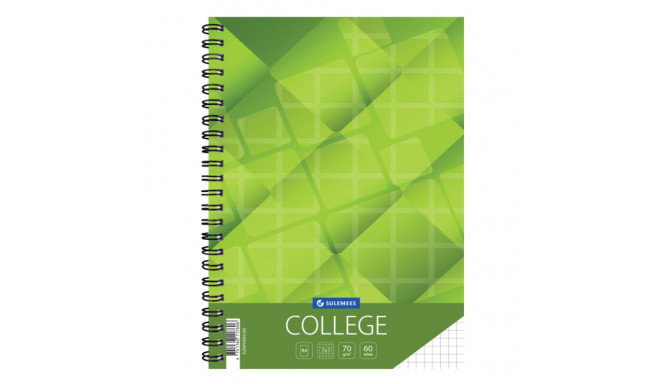 Kaustik spiraalköites A4 7x7 ruuduline College kartongkaaned 70 lehte