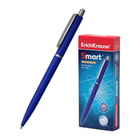 Retractable ballpoint pen ErichKrause® Smart, ink color: blue (box 12 pcs.)