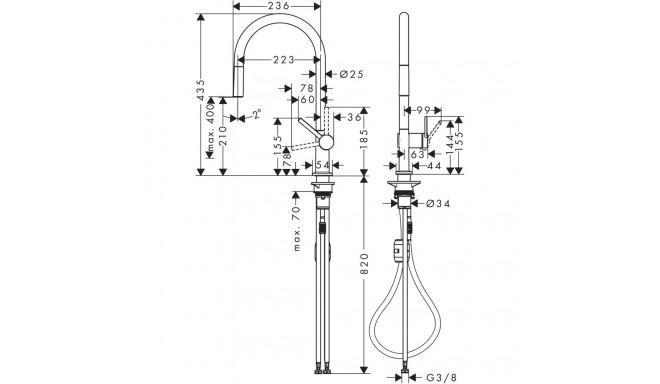 Kitchen faucet with external hose Hansgrohe 72802800