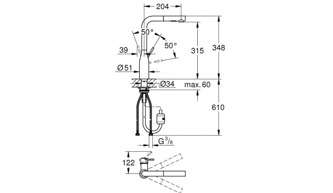 Faucet Grohe Essence 30270A00, hard graphite