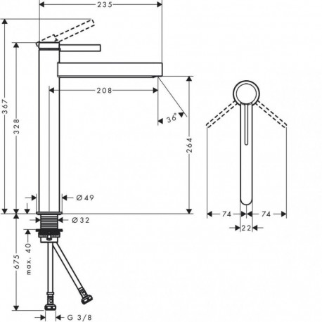 Hansgrohe segisti Finoris 260 valamu jaoks, 76070670