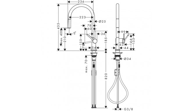 Köögisegisti väljatõmmatava voolikuga Hansgrohe Talis M54 72802000