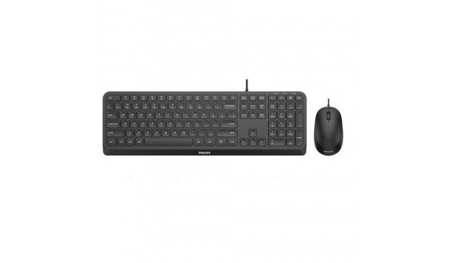 Philips 2000 series SPT6207B/00 keyboard Mouse included Home USB US English Black