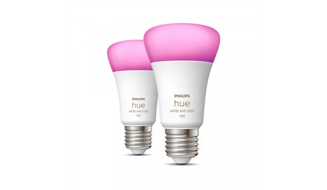 Philips Hue LED-älylamppu, white and color ambiance, E27,1100 lm,  2-pack