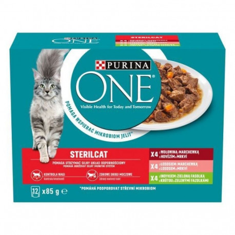 PURINA One Sterilcat erinevate maitsetega märg kassitoit 12 x 85g