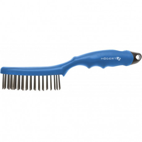 Hogert HT3B622 wire brush, 4-row, stainless steel, 250mm, plastic handle