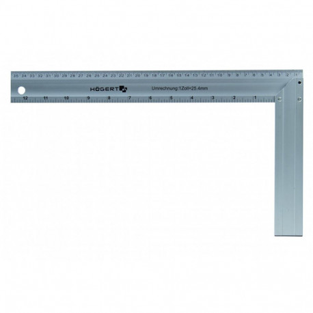 Hogert carpenter square HT4M206, 450x190mm, aluminium alloy, easy-to-read markings on both sides