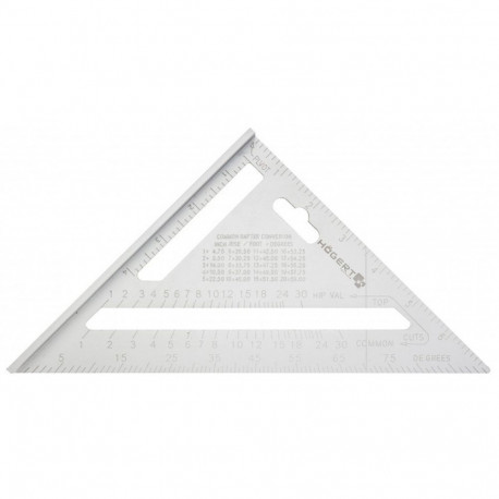 Hogert HT4M216 Carpenter's Protractor Miter Framing Square, 185mm, 4mm, aluminium, polished, inch sc