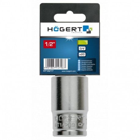 Hogert padrun HT1A209, 9mm, 1/2", 3/8", 38mm, CrV teras, kuuskantprofiil, DIN 3124