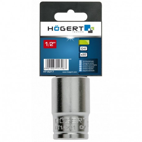 Hogert padrun HT1A221, 21mm, 1/2", CrV teras, DIN 3124, kuuskant, meetermõõdus
