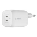 Belkin Boost Charge Pro Dual Port USB-C GaN 65 W PD 3.0 -verkkovirtalaturi, valkoinen