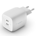 Belkin Boost Charge Pro Dual Port USB-C GaN 45 W PD 3.0 -verkkovirtalaturi, valkoinen