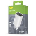 GP GaN PD 65 W -verkkovirtalaturi, 2x USB-C + 1x USB-A, valkoinen GP GaN PD 65 W -verkkovirtalaturi, 2x USB-C + 1x USB-A, valkoinen