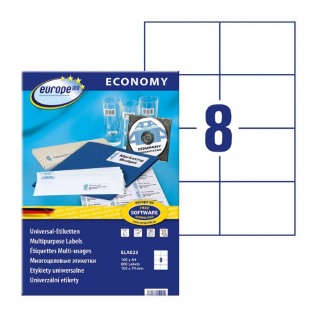 Sticker label AVERY Economy 105x74mm on 8 sheets, 100 sheets