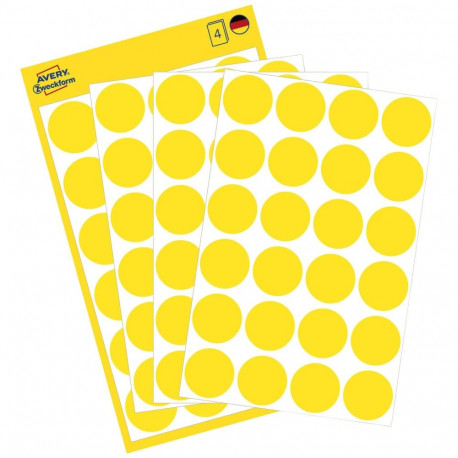 Sticker label AVERY Zweckform Q18mm yellow 96pcs (3007)